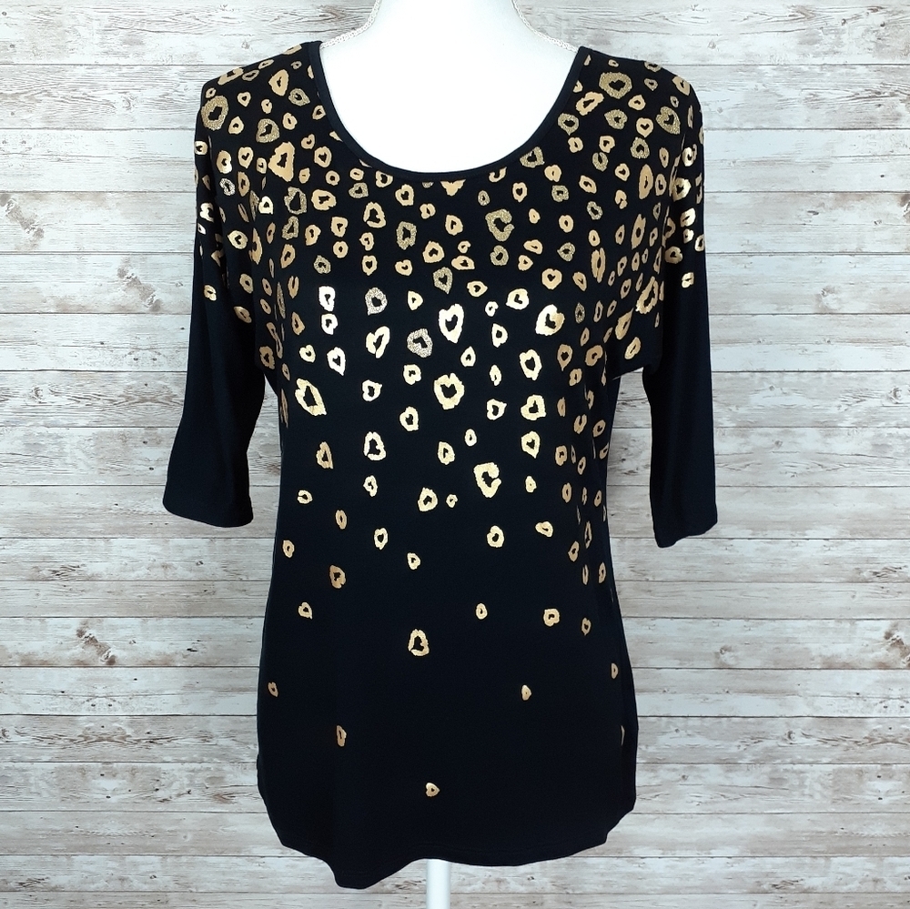 Thalia Sodi Top S Animal Print Black Gold 599 - Picture 1 of 5